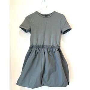 Zara Jersey Sweat Dress Puffball Size Small Khaki Grey